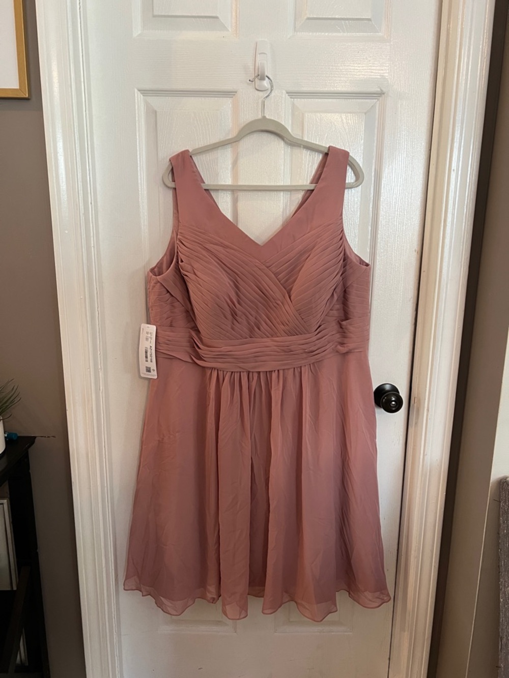 Azazie Mauve Chiffon V-Neck Midi Dress